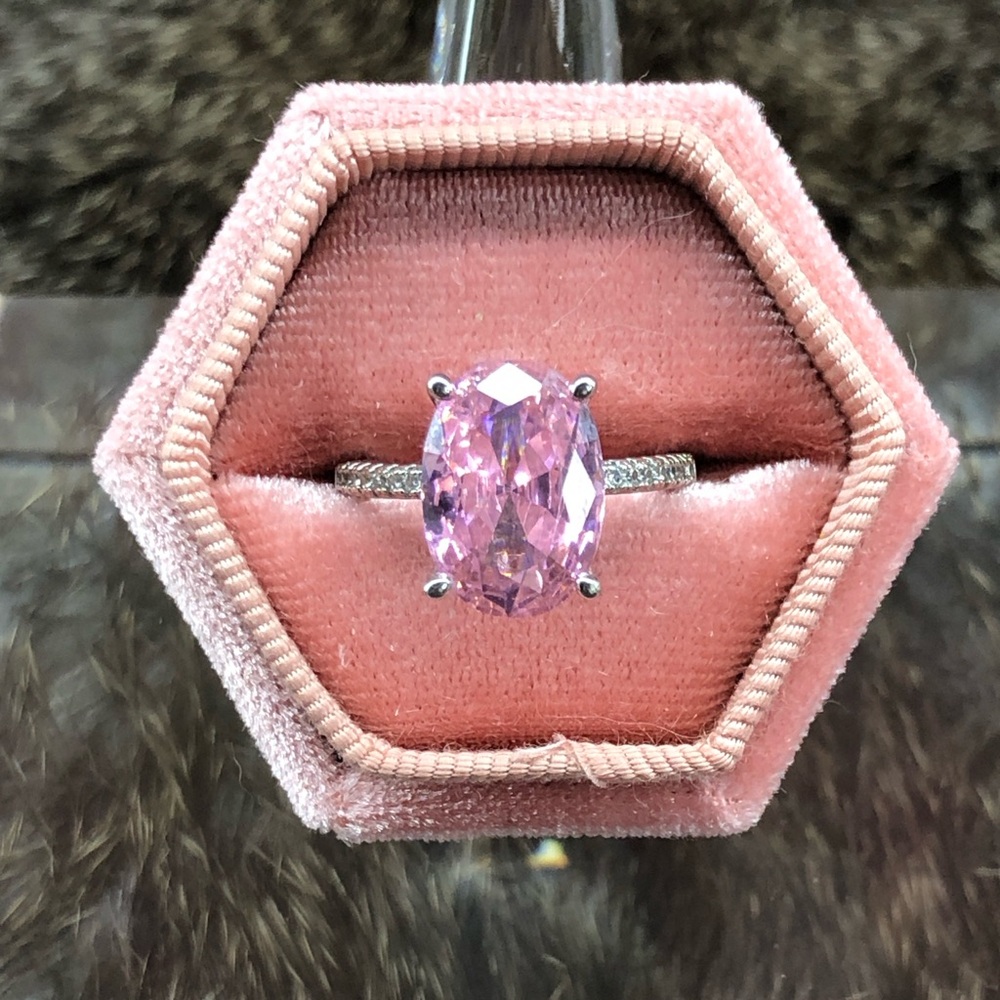 Pink Oval Gemstone Ring